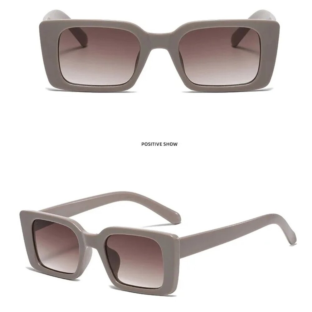 Vintage Square Sunglasses Women Khaki Style
